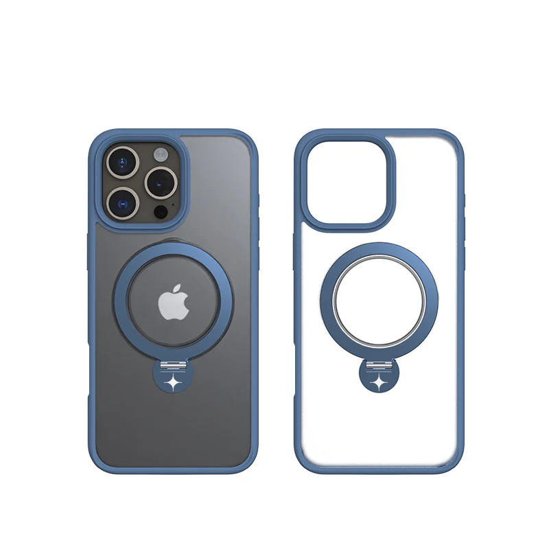 Stealth Case For iPhone 15 Pro Max With Kick Stand (Dark Blue)