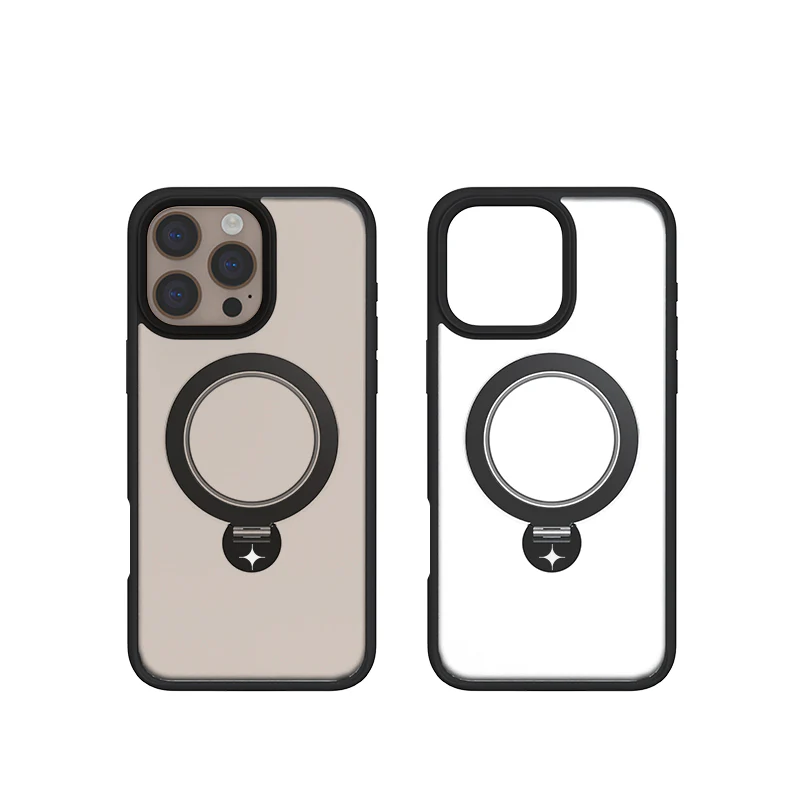 Stealth Case For iPhone 16 Pro With Kick Stand (Black)