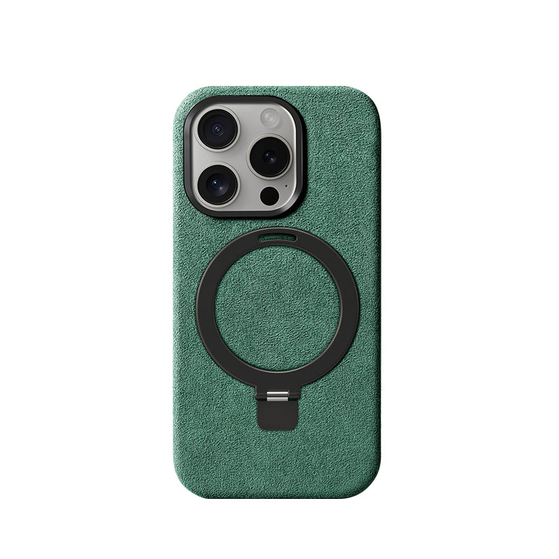 iPhone 15 Pro Max With Kick Stand - Alcantara Case - Cyan