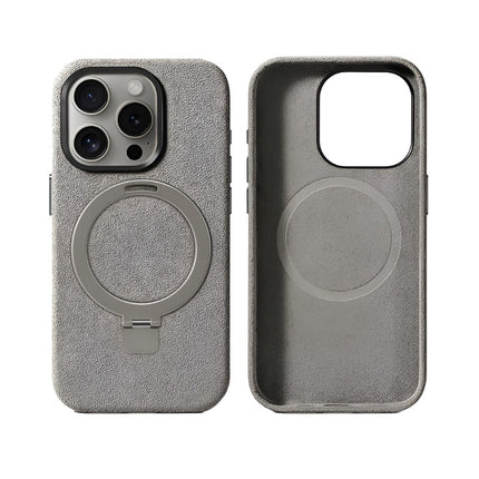 iPhone 15 Pro With Kick Stand - Alcantara Case - Natural Titanium