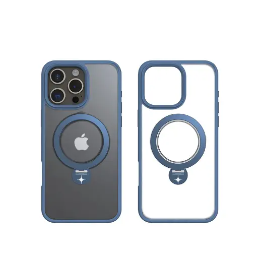 [SPCT-STK-IP15PM-DB] Stealth Case For iPhone 15 Pro Max With Kick Stand (Dark Blue)