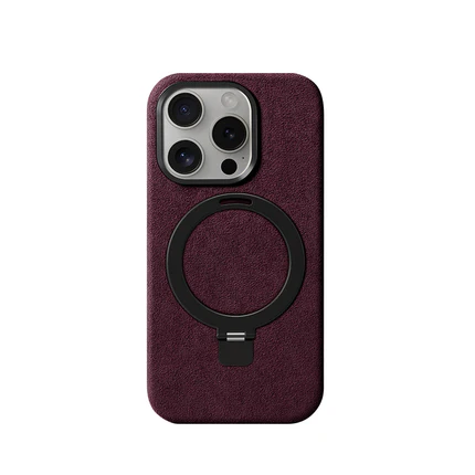 [ALCK-IP15PM-MR] iPhone 15 Pro Max With Kick Stand - Alcantara Case - Maroon